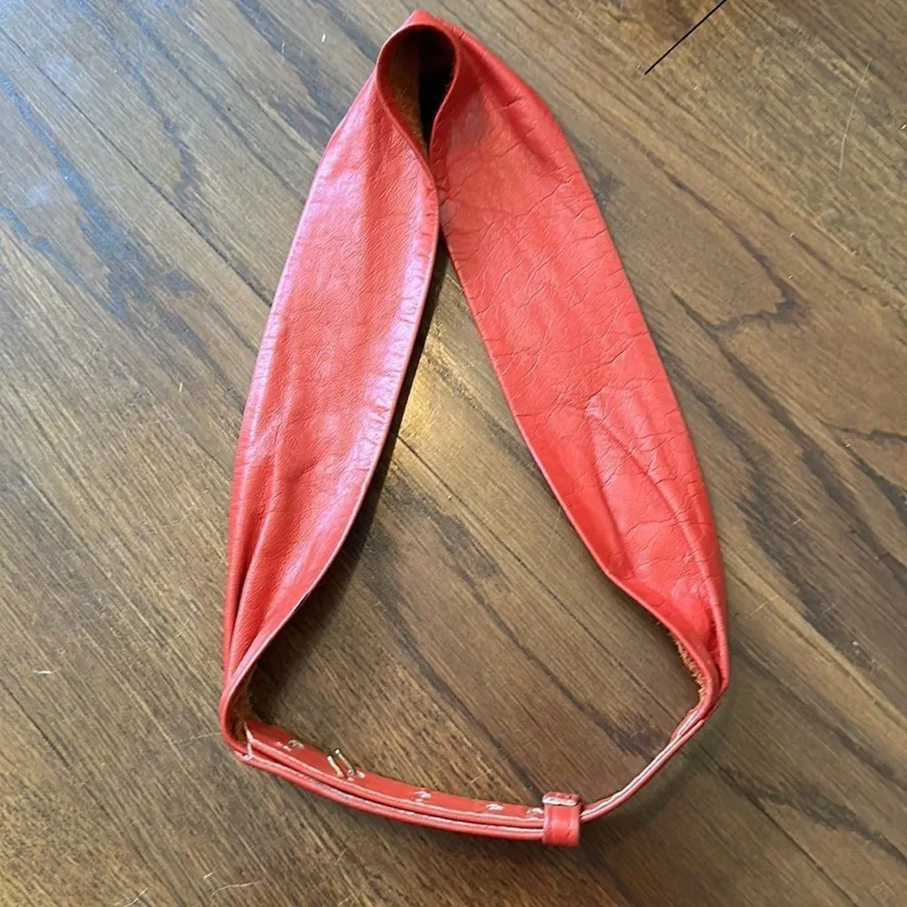 Vintage 80s‎ red leather belt -Small
